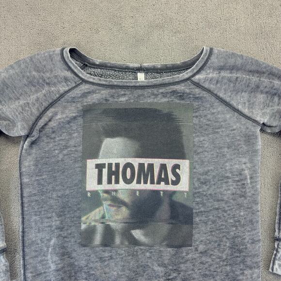 Thomas Rhett Sweatshirt Womens Large Gray Off the Shoulder Country Music - Picture 3 of 9